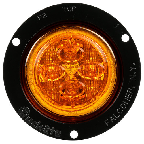 Truck-Lite 10288Y - 10 Series Low Profile LED Yellow Round 8 Diode Marker Clearance Light, Black Polycarbonate Flush Mount, 12V