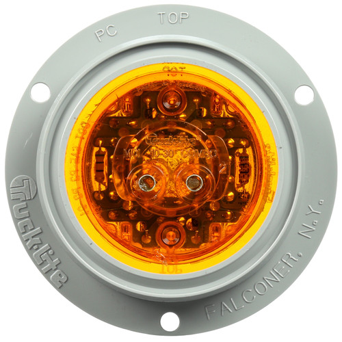 10289Y 10 SERIES, LOW PROFILE, LED, YELLOW ROUND, 8 DIODE, MARKER CLEARANCE LIGHT, PC, GRAY POLYCARBONATE FLUSH MOUNT, PL-10, 12V