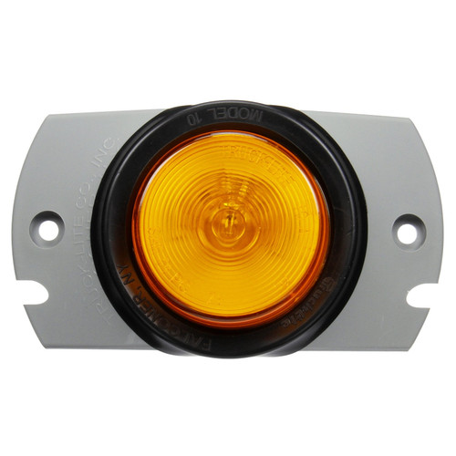 10520Y 10 SERIES, INCANDESCENT, YELLOW ROUND, 1 BULB, MARKER CLEARANCE LIGHT, PC, GRAY POLYCARBONATE BRACKET MOUNT, PL-10, RING TERMINAL/STRIPPED END, 12V, KIT