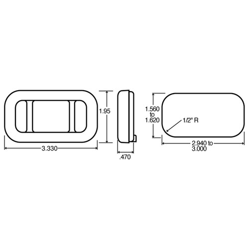 15702 OPEN BACK, BLACK GROMMET FOR 15 SERIES AND 1.5 X 3 IN. RECTANGULAR LIGHTS