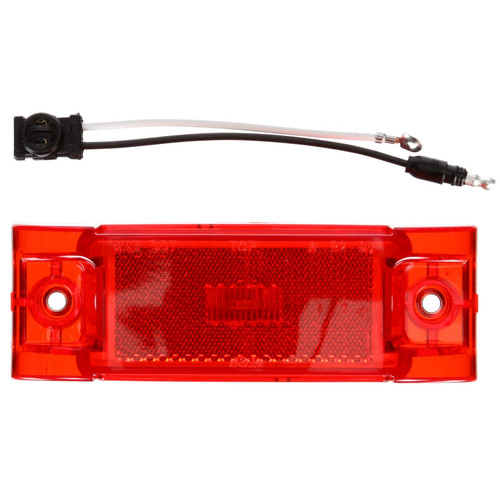 Truck-Lite 21080R - 21 Series LED Red Rectangular Marker Clearance Light Kit, PC Rated, Reflectorized Diamond Shell, Fit 'N Forget, 12V