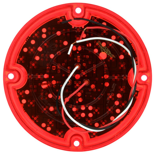 Truck-Lite 91242R - 91 Series Led Red Round 47 Diode Stop Turn Tail Light, 4 Screw, Reflectorized, Hardwired, Stripped End, 12V