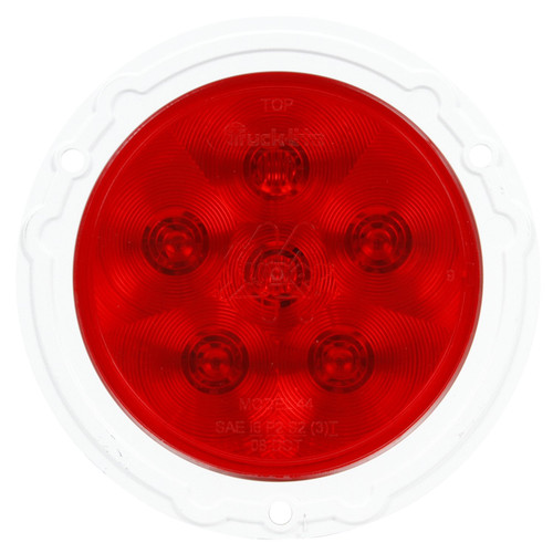 44988R SUPER 44, LED, RED, ROUND, 6 DIODE, STOP/TURN/TAIL, WHITE FLANGE MOUNT, DIAMOND SHELL, FIT 'N FORGET S.S., 12V