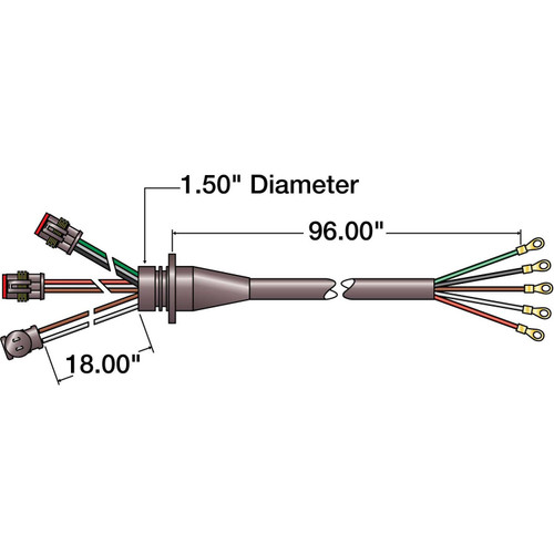 50242 50 SERIES, 3 PLUG, RH SIDE, 96 IN. MARKER CLEARANCE, STOP/TURN/TAIL HARNESS, W/ S/T/T, M/C BREAKOUT, 16 GAUGE, FIT 'N FORGET S.S., FIT 'N FORGET M/C, RING TERMINAL