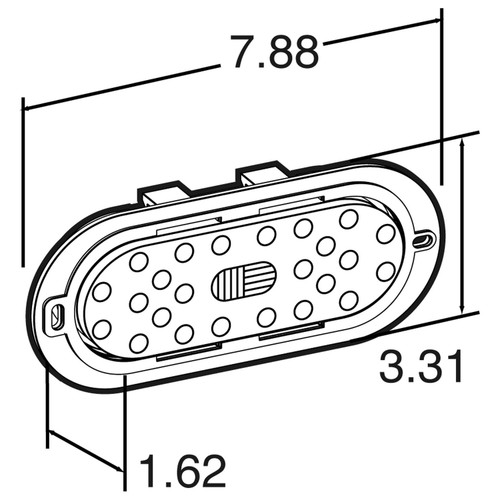 60097Y 60 SERIES, LED, YELLOW OVAL, 44 DIODE, FRONT/PARK/TURN, BLACK ABS, FLANGE MOUNT, 12V, FIT 'N FORGET S.S., STRAIGHT PL-3 FEMALE, KIT