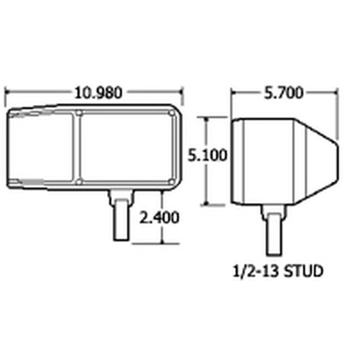 80860 ECONOMY, LEFT HAND SIDE, HALOGEN, 4 X 6 IN. RECTANGULAR, SNOW PLOW LIGHT, 2 BULB, POLYCARBONATE, 12V