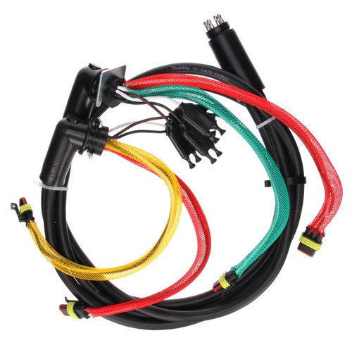 88932 88 SERIES, 10 PLUG, REAR, 55 IN. LICENSE, TURN SIGNAL HARNESS, W/ S/T/T, M/C, AUXILIARY, TAIL BREAKOUT, 14 GAUGE, MALE 6 POLE PLUG, RIGHT ANGLE PL-3, FEMALE .180 BULLET