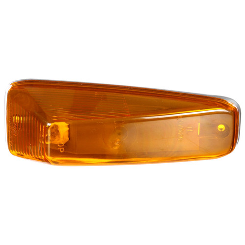25761Y 25 SERIES, INCANDESCENT, YELLOW TRIANGULAR, 1 BULB, MARKER CLEARANCE LIGHT, PC, GRAY POLYCARBONATE 2 SCREW SURFACE MOUNT, SOCKET ASSEMBLY, RING TERMINAL/STRIPPED END, 12V