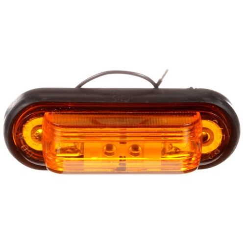 Truck-Lite 26310Y - 26 Series Incandescent Yellow Oval 2-Bulb Marker Clearance Light, P2 Rated, Black Rubber 2-Screw, Hardwired 12V
