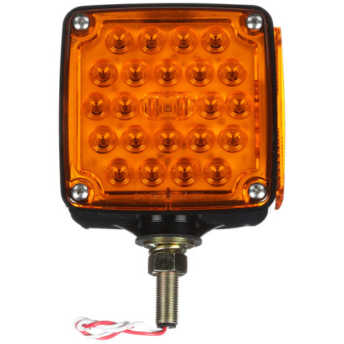 2752 SIGNAL-STAT, LED, YELLOW/YELLOW SQUARE, 24 DIODE, DUAL FACE, VERTICAL MOUNT, SIDE MARKER, 2 WIRE, PEDESTAL LIGHT, 1 STUD, CHROME, STRIPPED END/RING TERMINAL