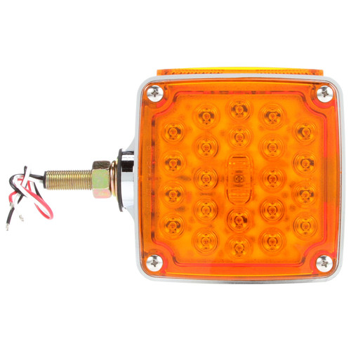 2756 SIGNAL-STAT, LED, RED/YELLOW SQUARE, 24 DIODE, RH, DUAL FACE, VERTICAL MOUNT, SIDE MARKER, 3 WIRE, PEDESTAL LIGHT, 1 STUD, CHROME, STRIPPED END/RING TERMINAL