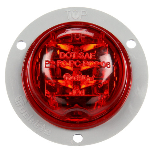 30080R 30 SERIES, HIGH PROFILE, LED, RED ROUND, 8 DIODE, MARKER CLEARANCE LIGHT, PC, GRAY POLYCARBONATE FLANGE MOUNT, PL-10, .180 BULLET TERMINAL/RING TERMINAL, 12V, KIT