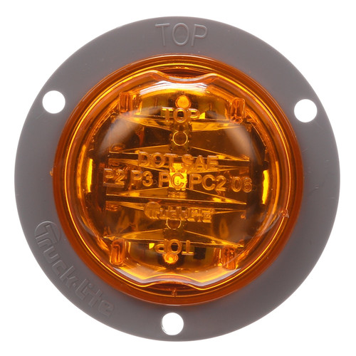 30080Y 30 SERIES, HIGH PROFILE, LED, YELLOW ROUND, 8 DIODE, MARKER CLEARANCE LIGHT, PC, GRAY POLYCARBONATE FLANGE MOUNT, PL-10, .180 BULLET TERMINAL/RING TERMINAL, 12V, KIT