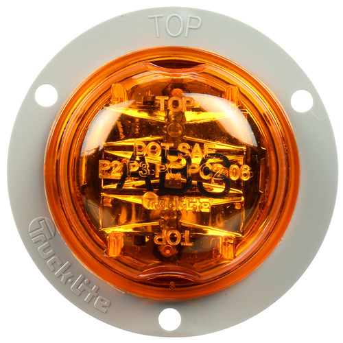 30269Y 30 SERIES, ABS, LED, YELLOW ROUND, 8 DIODE, MARKER CLEARANCE LIGHT, PC, GRAY POLYCARBONATE FLANGE MOUNT, PL-10, 12V