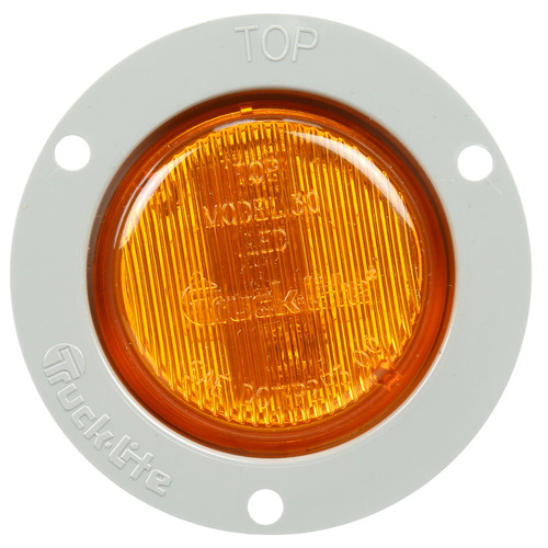30272Y 30 SERIES, LOW PROFILE, LED, YELLOW ROUND, 2 DIODE, MARKER CLEARANCE LIGHT, P3, GRAY POLYCARBONATE FLUSH MOUNT, FIT 'N FORGET M/C, 12V
