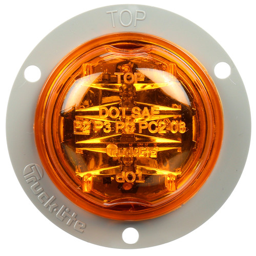 30279Y 30 SERIES, HIGH PROFILE, LED, YELLOW ROUND, 8 DIODE, MARKER CLEARANCE LIGHT, PC, GRAY POLYCARBONATE FLANGE MOUNT, PL-10, 12V