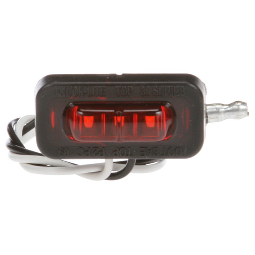 36105R 36 SERIES, FLEX-LITE SIDE EXIT, LED, RED RECTANGULAR, 3 DIODE, MARKER CLEARANCE LIGHT, PC, ADHESIVE MOUNT, HARDWIRED, .180 BULLET TERMINAL, 12V