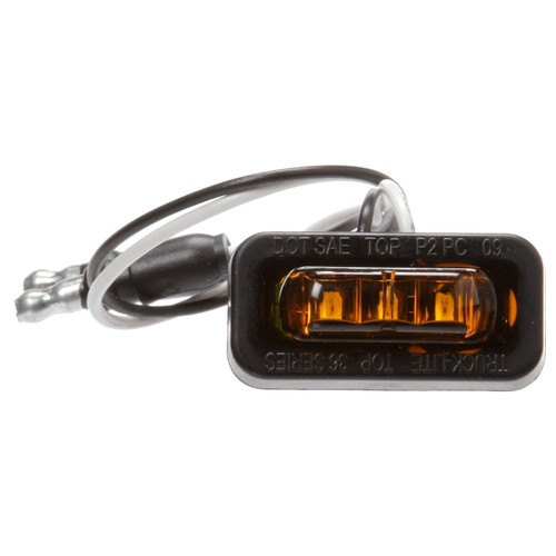 Truck-Lite 36105Y - 36 Series Flex-Lite Side Exit LED Yellow Rectangular 3 Diode Marker Clearance Light - PC, Adhesive Mount, Hardwired, .180 Bullet Terminal, 12V