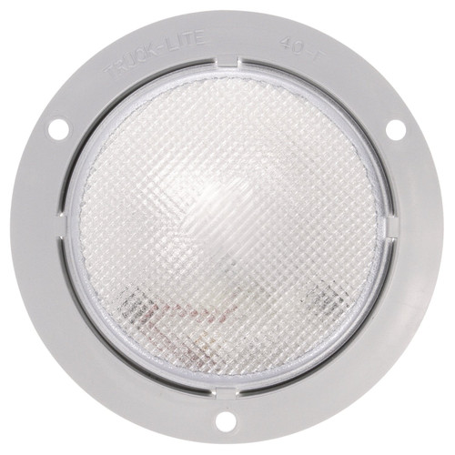 Truck-Lite 40223 - 40 Series Incandescent One Bulb Round Clear Dome Light, Gray Flange Mount, PL-2, 12V