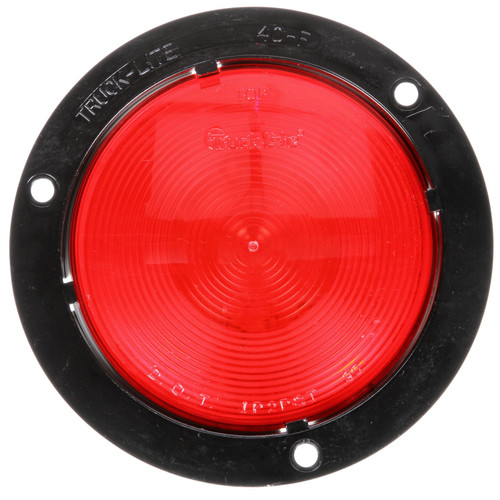 40233R 40 SERIES, INCANDESCENT, RED, ROUND, 1 BULB, STOP/TURN/TAIL, BLACK FLANGE MOUNT, PL-3, STRIPPED END/RING TERMINAL, 12V