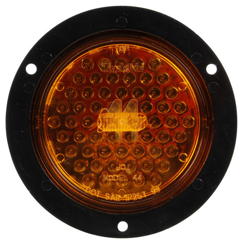 Truck-Lite 44024Y - Super 44 LED Yellow Round 60-Diode Front Park Turn Signal Lamp, Black Polycarbonate, Flange Mount, 12V, Fit 'N Forget Stainless Steel, Straight PL-3 Female, Kit