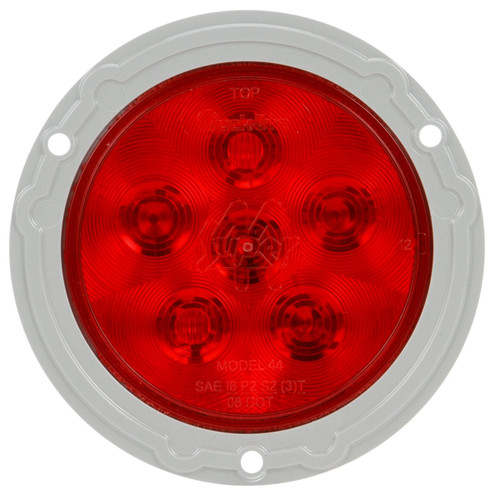 44032R SUPER 44, LED, RED, ROUND, 6 DIODE, STOP/TURN/TAIL, GRAY FLANGE MOUNT, FIT 'N FORGET S.S., STRAIGHT PL-3 FEMALE, 12V, KIT