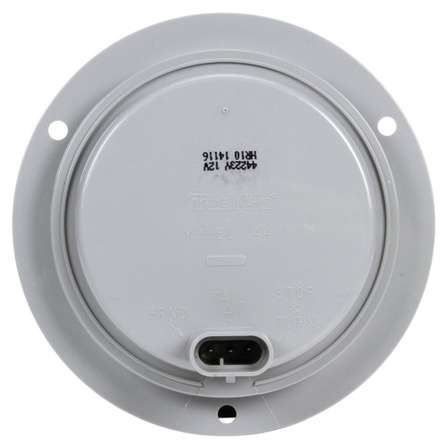 44223Y SUPER 44, LED, YELLOW ROUND, 60 DIODE, FRONT/PARK/TURN, GRAY POLYCARBONATE, FLANGE MOUNT, 12V, FIT 'N FORGET S.S.