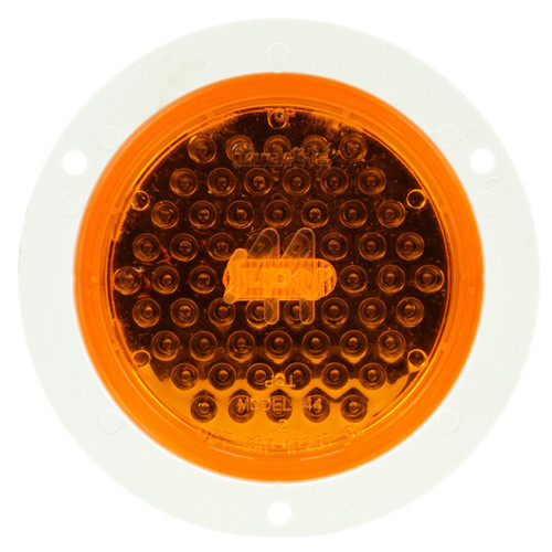 44233Y SUPER 44, LED, YELLOW ROUND, 60 DIODE, FRONT/PARK/TURN, WHITE POLYCARBONATE, FLANGE MOUNT, 12V, FIT 'N FORGET S.S.