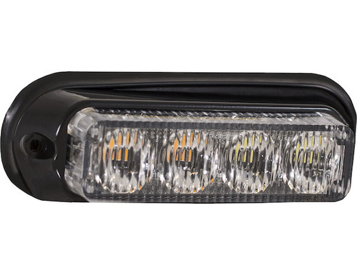 Buyers 8891132 - 5 Inch LED Mini Strobe Light with 19 Flash Patterns, Amber/Clear, SAE J595 Class 1, IP67 Rated, 4 LEDs, Surface Mount