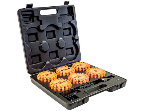 Buyers 8891018 - 4 Inch Round Rechargeable LED Road Strobe Flares with 10 Flash Patterns, Amber
