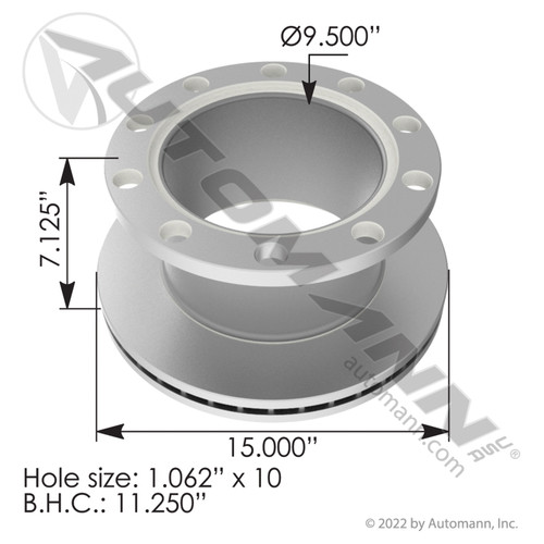 153.126178A 15" X 1.43" DISC BRAKE ROTOR