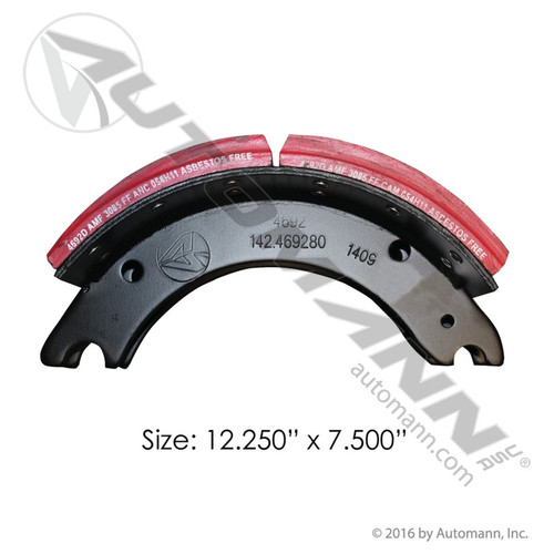 143.469280.30 12.25" X 7.5" 4692 NEW LINED BRAKE SHOE KIT 20K