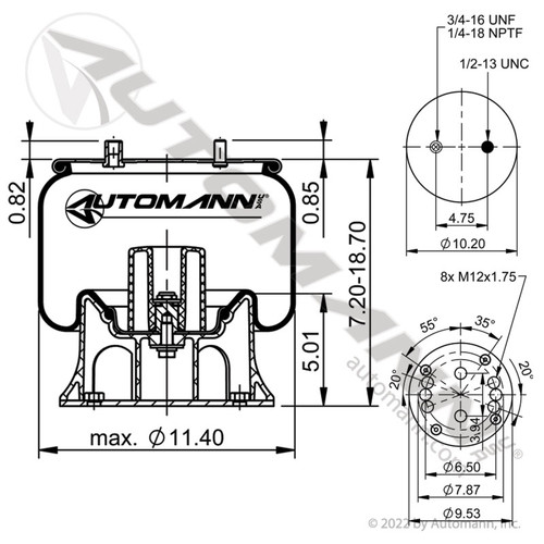 AB1DK25B-P838 ROLLING LOBE AIR BAG AIR SPRING