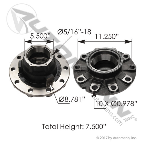 150.T1302 OUTBOARD MOUNT WHEEL HUB