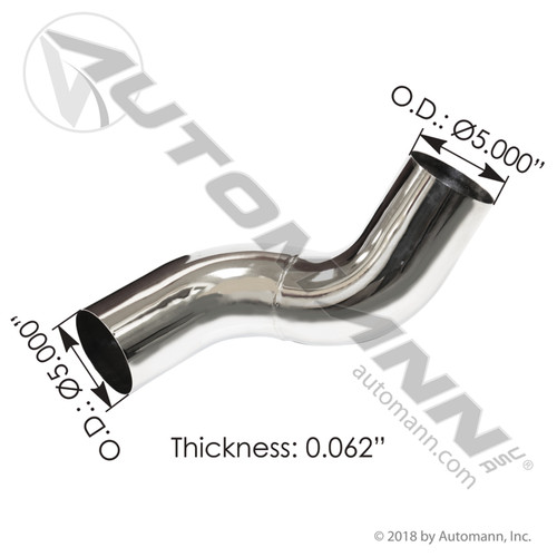 562.U7511380LC PETE PETERBILT CHROME EXHAUST PIPE ELBOW LH