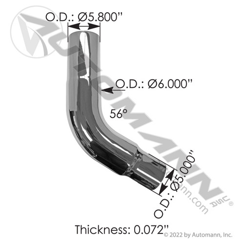 562.U7513056C6 PETE PETERBILT CHROME EXHAUST STACK ELBOW 5" - 6"