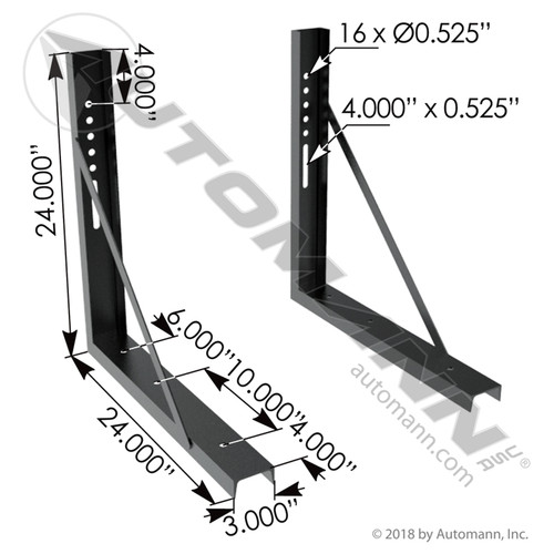 562.MB24241K TOOL BOX MOUNTING BRACKET KIT PAIR 24" X 24"