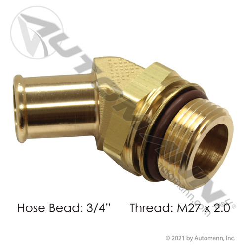 177.88212M27 PACCAR HOSE BEAD FITTING 3/4" M27 X 2"