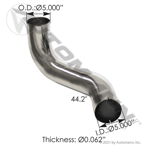 562.U591216RC 5"2-BEND ID/OD PIPE RIGHT C