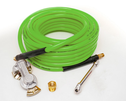Torque Parts TR63051G - 3/8" x 50 Ft Air Inflator Kit with 300 PSI Air Hose, Universal Gladhand and Dual Foot Chuck for Heavy Duty Truck Tires