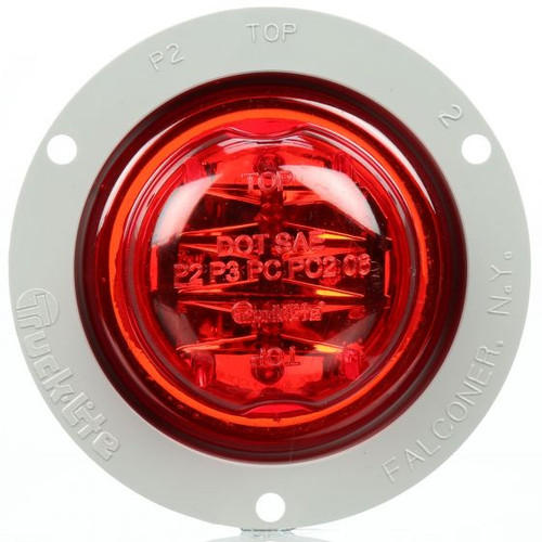 10090R 10 SERIES, HIGH PROFILE, LED, RED ROUND, 8 DIODE, MARKER CLEARANCE LIGHT, PC, GRAY POLYCARBONATE FLANGE MOUNT, FIT 'N FORGET M/C, FEMALE PL-10, 12V, KIT