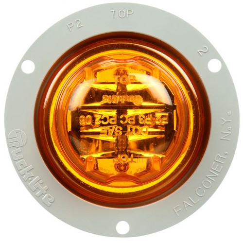 10379Y 10 SERIES, HIGH PROFILE, LED, YELLOW ROUND, 8 DIODE, MARKER CLEARANCE LIGHT, PC, GRAY POLYCARBONATE FLANGE MOUNT, FIT 'N FORGET M/C, 12V