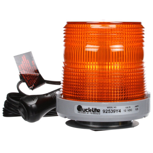Truck-Lite 92539Y - Led Low Profile Beacon, Yellow, Magnetic Mount, Class Iii, Hardwired, Cigarette Adapter, 10-16V