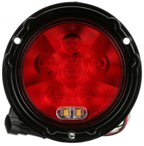 44550R SUPER 44, LED, ROUND, RED/CLEAR 8 DIODE STOP/TURN/TAIL & BACK-UP, BLACK FLANGE MOUNT, HARDWIRED, FIT 'N FORGET S.S., 12V
