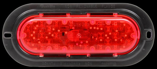 Truck-Lite 60266R - 60 Series LED High Mounted Stop Light, 26 Diode, Oval Red Polycarbonate, Black Flange Mount, Fit 'N Forget Stainless Steel, 12V
