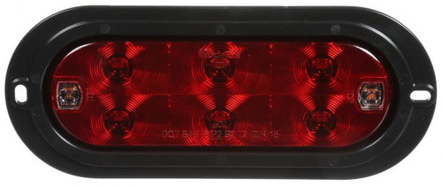 Truck-Lite 60550R - 60 Series LED Red/Clear Oval 8 Diode Stop Turn Tail and Backup Light, Black Flush Mount, Hardwired, 0.180 Bullet, 12V