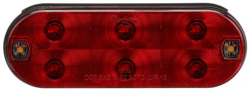 Truck-Lite 60556R - 60 Series LED Red/Clear Oval 8 Diode Stop Turn Tail and Backup Light, Grommet Mount, Hardwired, Fit 'N Forget Stainless Steel, 12V