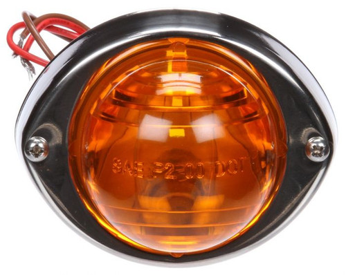 26390Y 26 SERIES, INCANDESCENT, YELLOW ROUND, 1 BULB, MARKER CLEARANCE LIGHT, P2, 2 SCREW, HARDWIRED, STRIPPED END, 12V