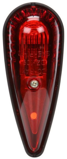 26765R 26 SERIES, INCANDESCENT, RED TRIANGULAR, 1 BULB, MARKER CLEARANCE LIGHT, PC, BLACK RUBBER 2 SCREW, SOCKET ASSEMBLY, STRIPPED END, 12V
