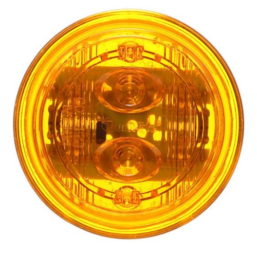 30086Y 30 SERIES, LOW PROFILE, LED, YELLOW ROUND, 6 DIODE, MARKER CLEARANCE LIGHT, PC, BLACK PVC GROMMET MOUNT, FIT 'N FORGET M/C, FEMALE PL-10, 12V, KIT